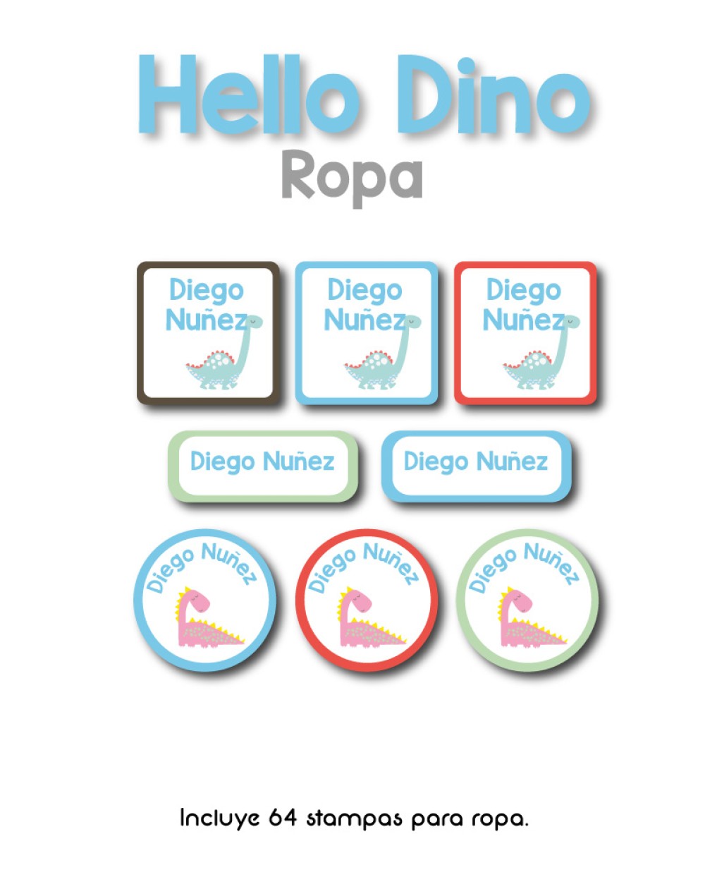 Ropa Hello Dino-Etiquetas Para Ropa Ropa Hello Dino-Etiquetas Para Ropa