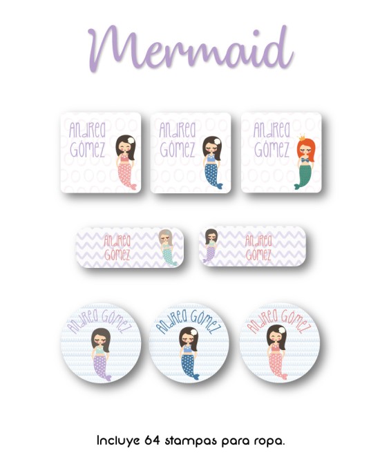 Ropa Mermaid-Etiquetas Para Ropa