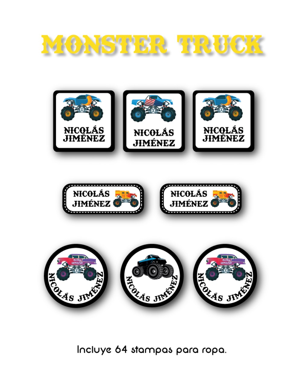 Ropa Monster Truck-Etiquetas Para Ropa Ropa Monster Truck-Etiquetas Para Ropa
