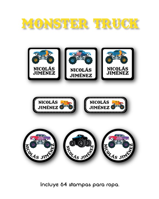 Ropa Monster Truck-Etiquetas Para Ropa