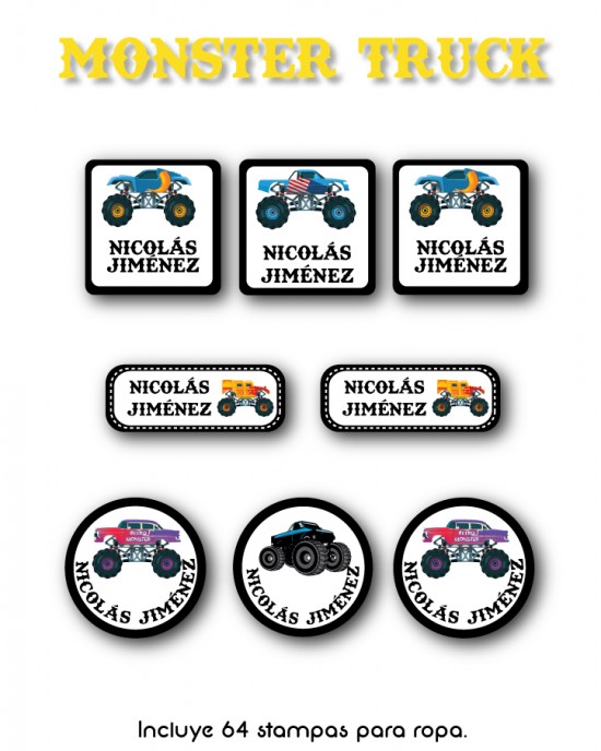Pack Ropa y Escuela Monster Truck | Pack Ropa y Adheribles