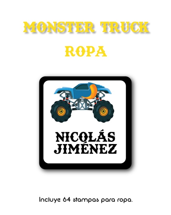 Ropa Monster Truck-Etiquetas Para Ropa