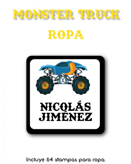 Pack Ropa y Escuela Monster Truck | Pack Ropa y Adheribles