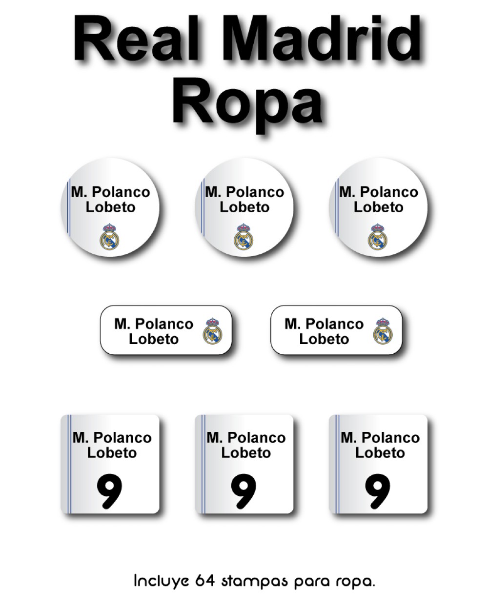 Ropa Real Madrid-Etiquetas Para Ropa