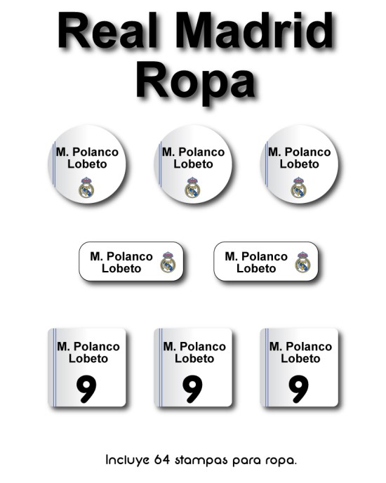 Ropa Real Madrid-Etiquetas Para Ropa