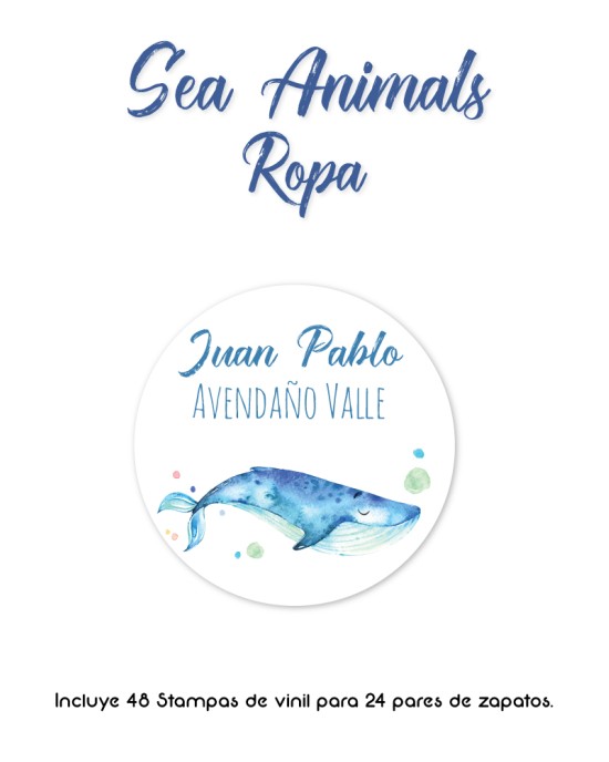 Ropa Sea Animals-Etiquetas Para Ropa
