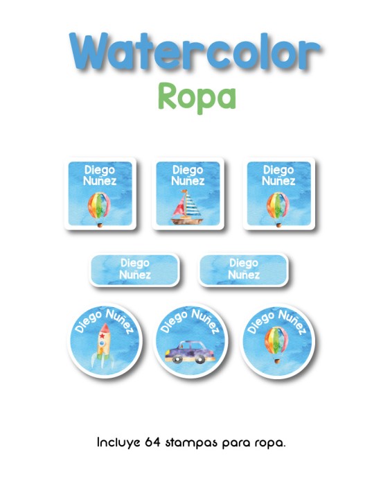 Ropa Watercolor-Etiquetas Para Ropa