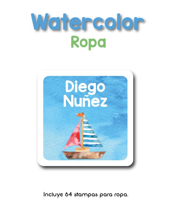 Ropa Watercolor-Etiquetas Para Ropa