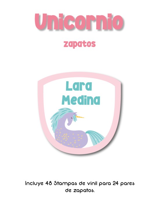 Paquete de etiquetas para Zapato Unicornio - Etiquetas Para Zapatos
