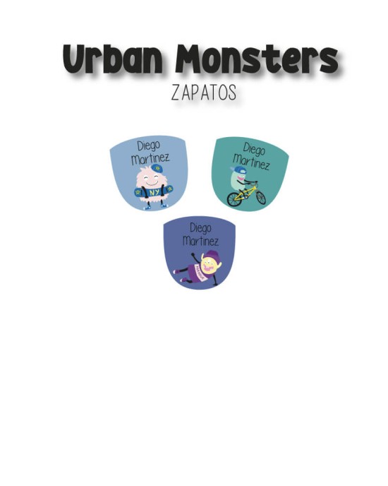 Paquete de etiquetas para Zapato Urban Monsters - Etiquetas Para Zapatos