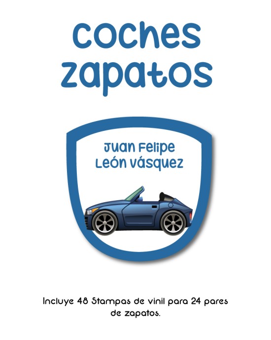 Paquete de etiquetas para Zapato Coches - Etiquetas Para Zapatos