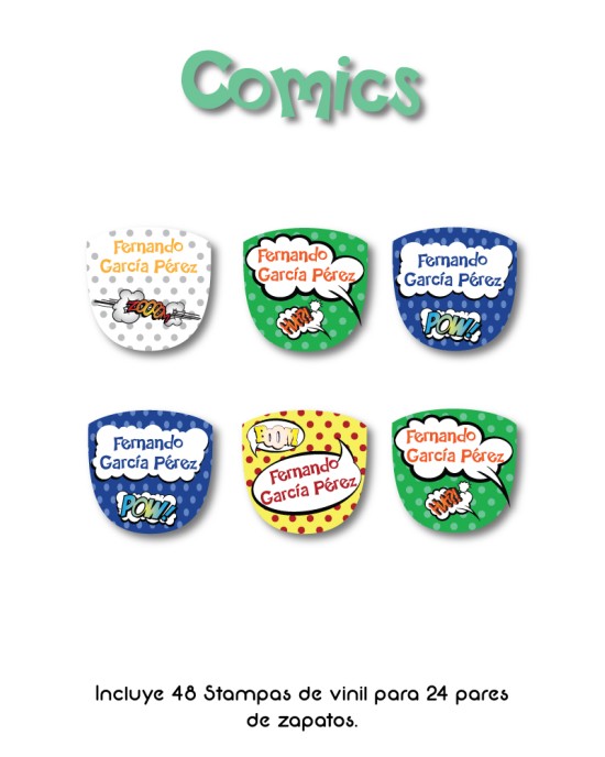 Paquete de etiquetas para Zapato Comics - Etiquetas Para Zapatos