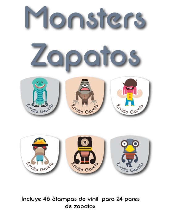 Paquete de etiquetas para Zapato Monster - Etiquetas Para Zapatos