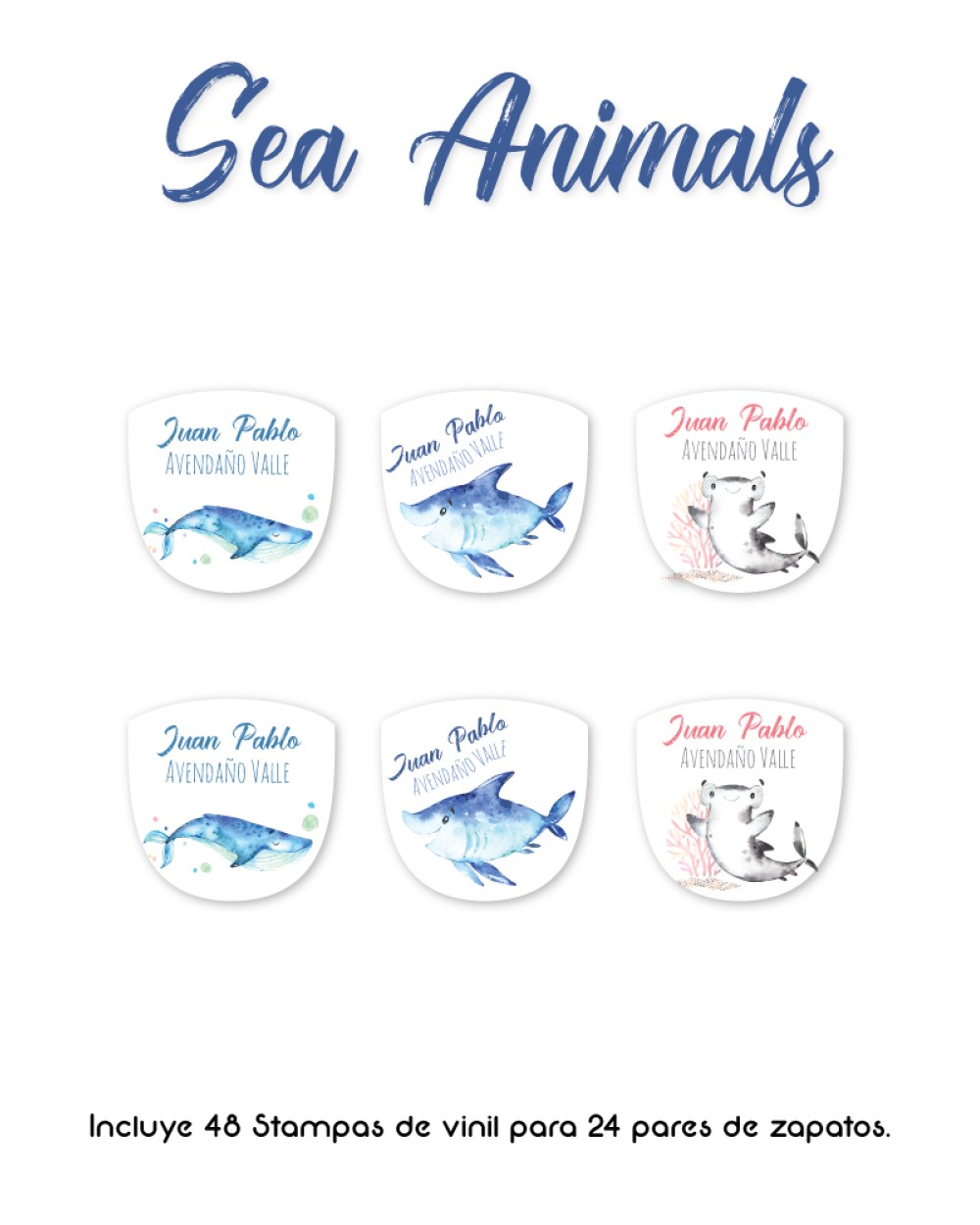 Paquete de etiquetas para Zapato Sea Animals - Etiquetas Para Zapatos Paquete de etiquetas para Zapato Sea Animals - Etiquetas Para Zapatos