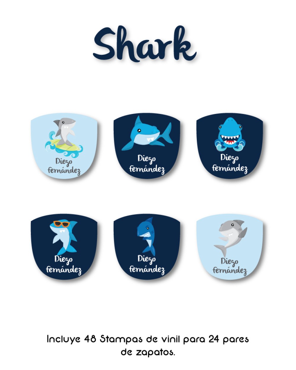 Paquete de etiquetas para Zapato Shark - Etiquetas Para Zapatos