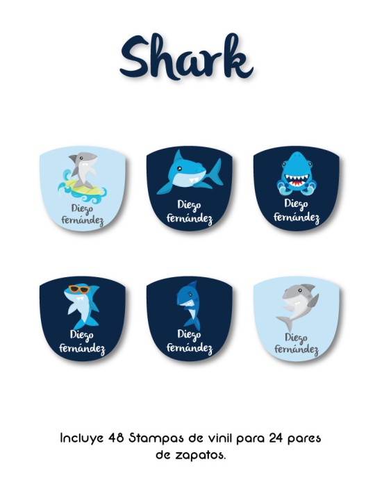 Paquete de etiquetas para Zapato Shark - Etiquetas Para Zapatos