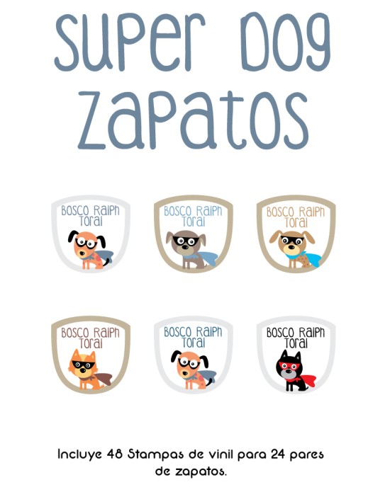 Paquete de etiquetas para Zapato Super Dog - Etiquetas Para Zapatos
