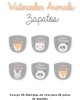 Paquete de etiquetas para Zapato Watercolor Animals - Etiquetas Para Zapatos