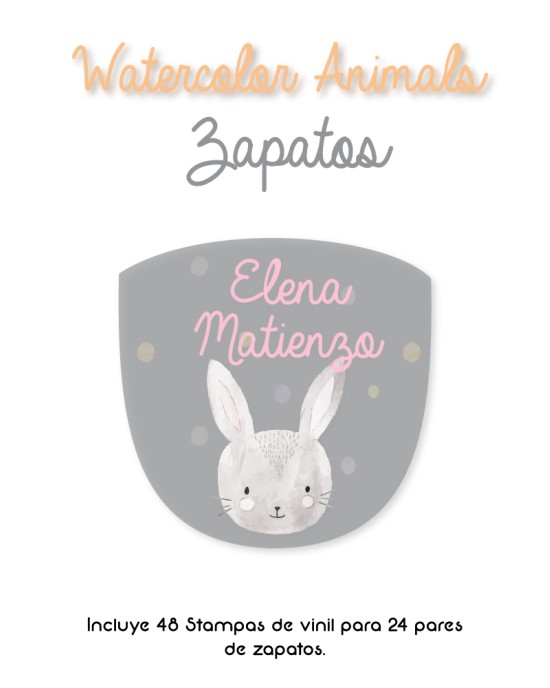 Paquete de etiquetas para Zapato Watercolor Animals - Etiquetas Para Zapatos