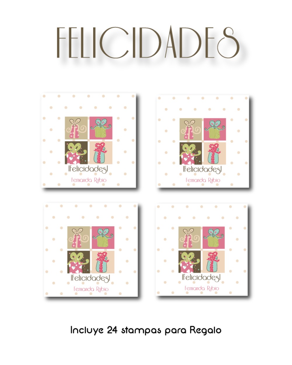 Paquete de etiquetas para Regalo Felicidades - Etiquetas Para Regalos