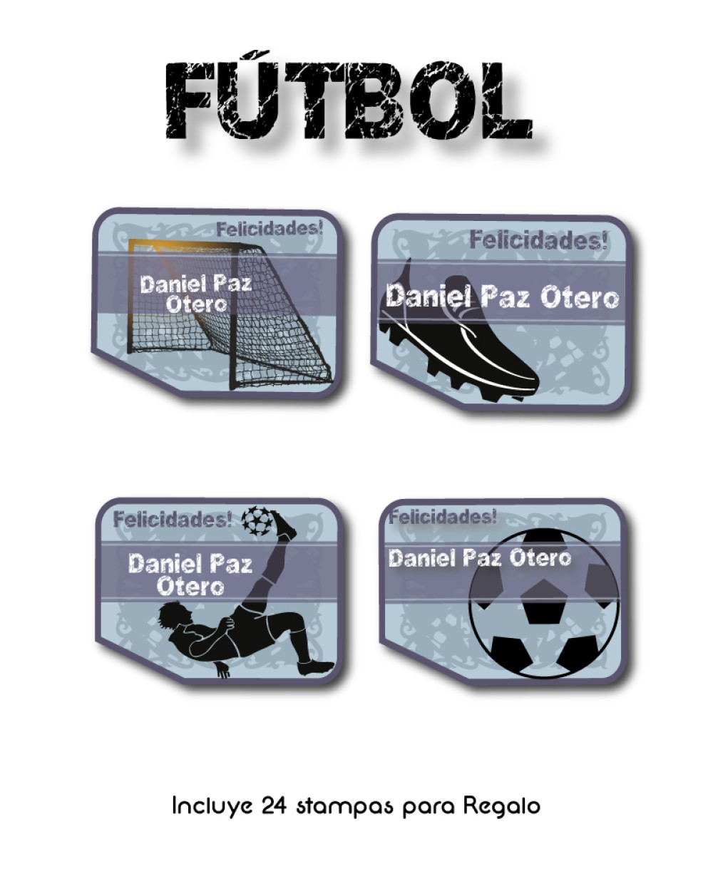 Paquete de etiquetas para Regalo Fútbol - Etiquetas Para Regalos