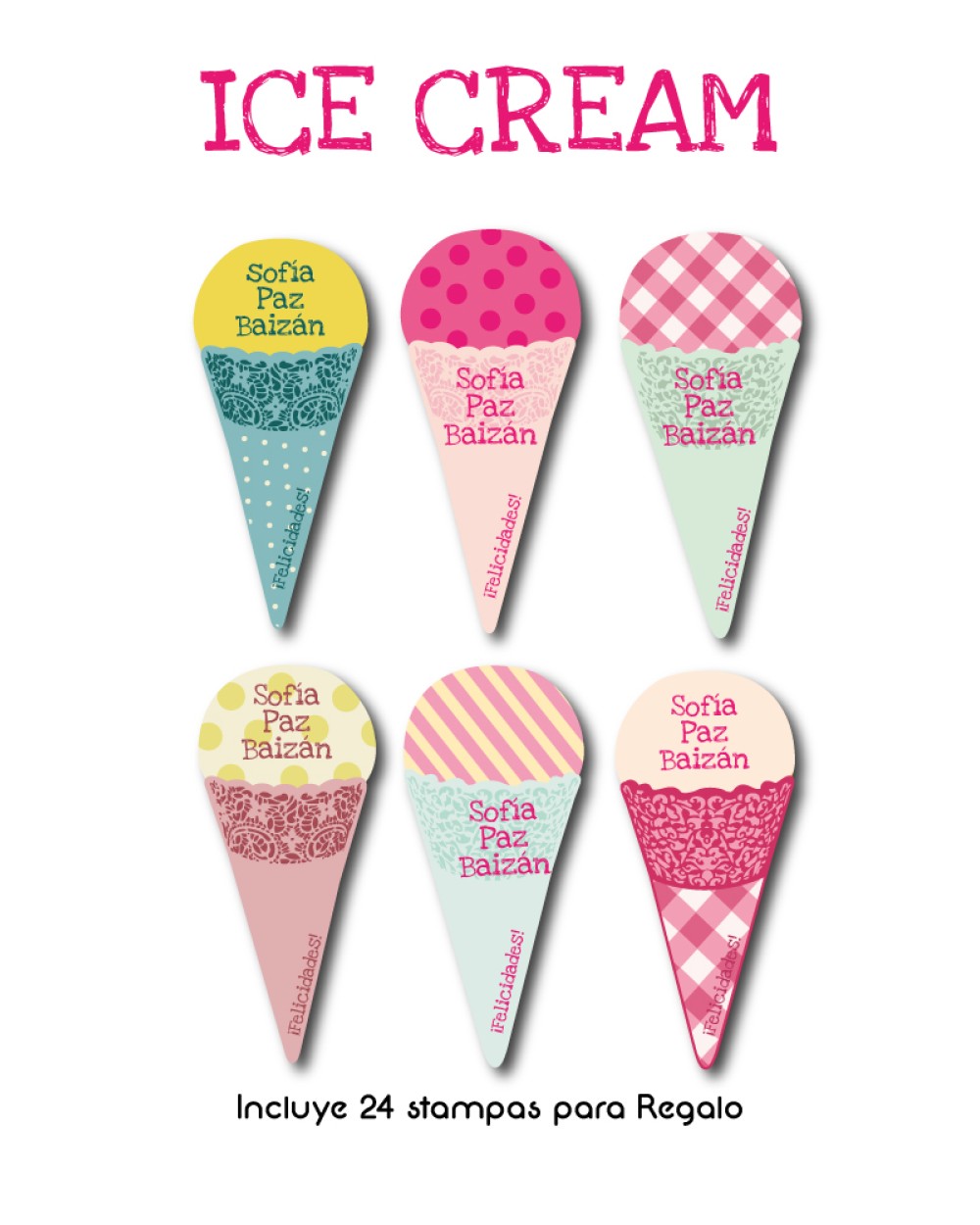 Paquete de etiquetas para Regalo Ice Cream - Etiquetas Para Regalos Paquete de etiquetas para Regalo Ice Cream - Etiquetas Para Regalos