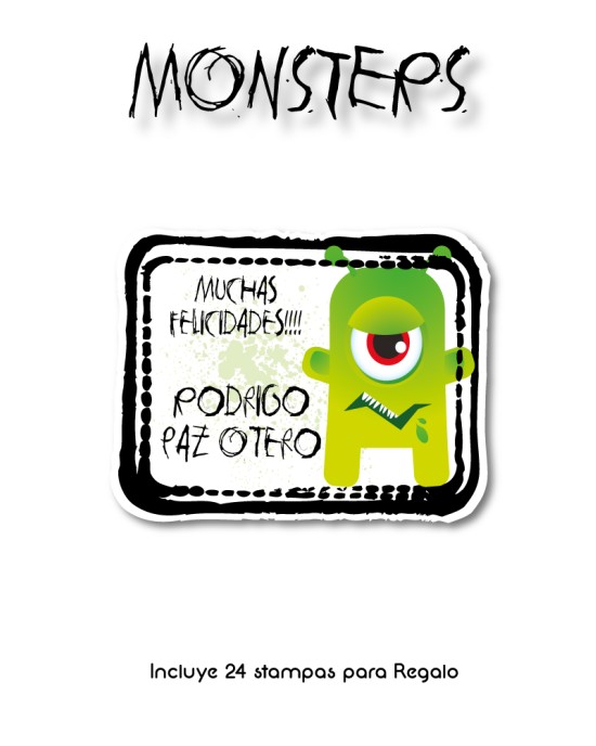 Paquete de etiquetas para Regalo Monster - Etiquetas Para Regalos