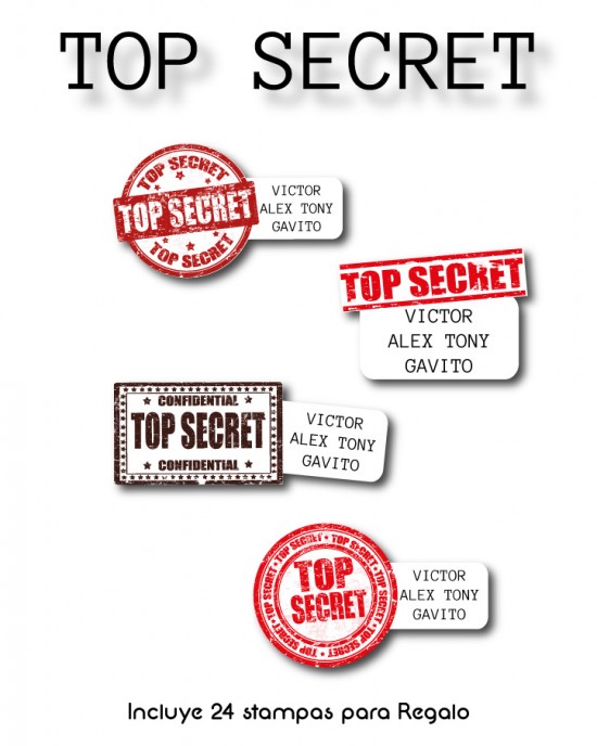 Paquete de etiquetas para Regalo Top Secret - Etiquetas Para Regalos