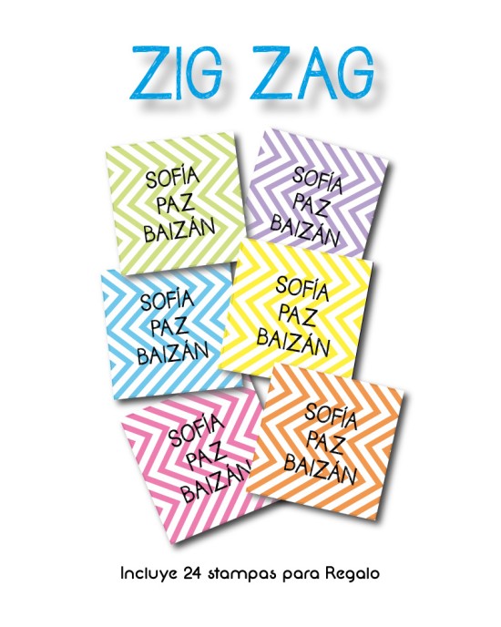 Paquete de etiquetas para Regalo Zig Zag - Etiquetas Para Regalos