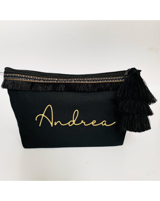 Neceser Mediano Negro Dorado